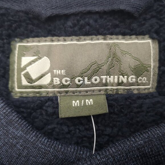 NWT BC Clothing Co. Men's Size Medium Navy Faux Sherpa Lined Sweat Shirt - Picture 3 of 10